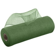 1 Roll Poly Burlap Deco Mesh - Deco Poly Decorative Mesh Ribbon Wrapping Ribbon without Foil Rolls for Home Door Wreath Decoration DIY Crafts Making (Dark Green/10 Inches x 10 Yards)